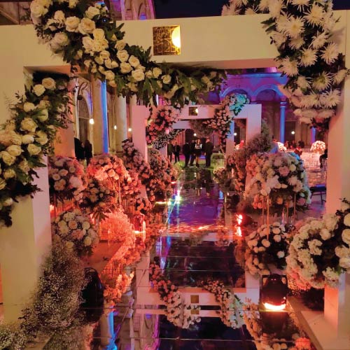 Intense entrance floral gates at Hassan and Lama event