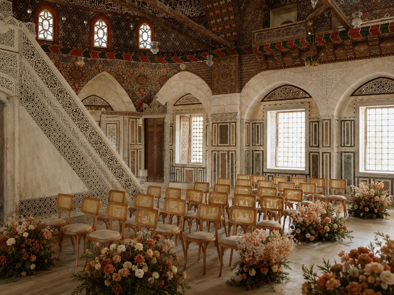 Guest seating inside Sareyt El Gabal mosque for event on 28 Jul 2026