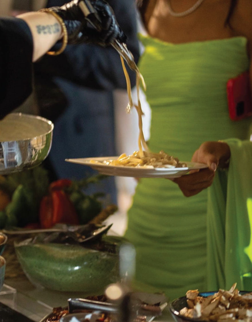 Live pasta station served to a wedding guest at Police Museum - Sept 2025 