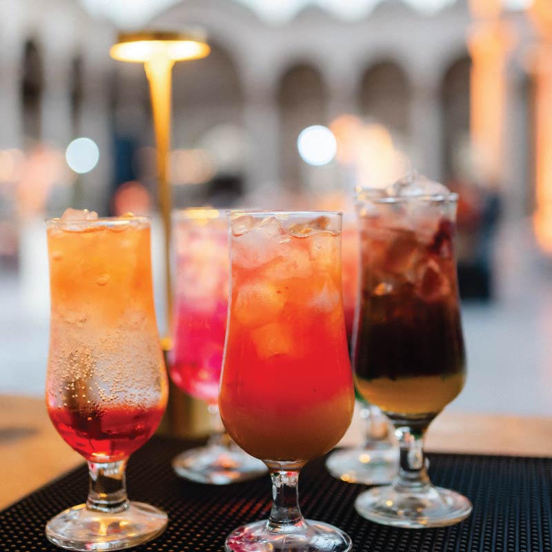 Colorful non-alcoholic cocktails served from the LOriental Live Bar at Cairo Citadel