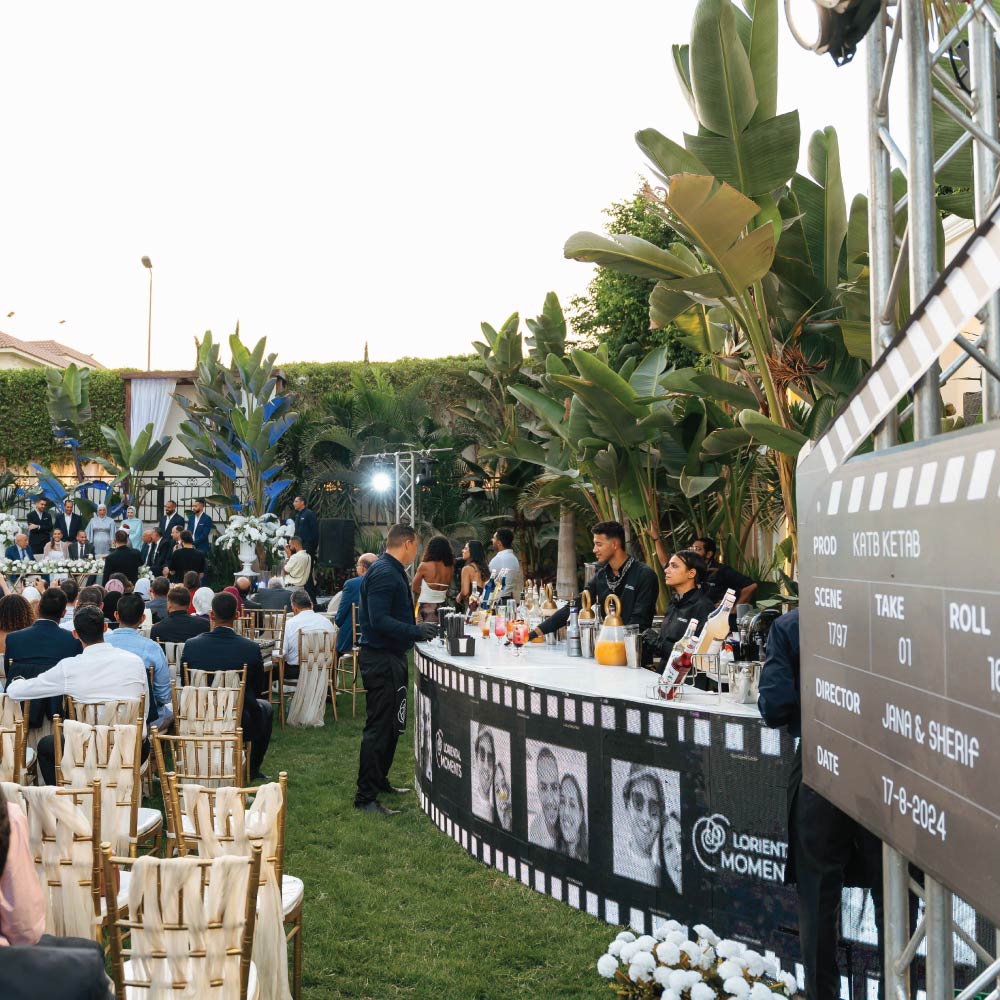 Custom Hollywood-themed digital Live Bar designed for Sherif and Jana’s Katb Ketab