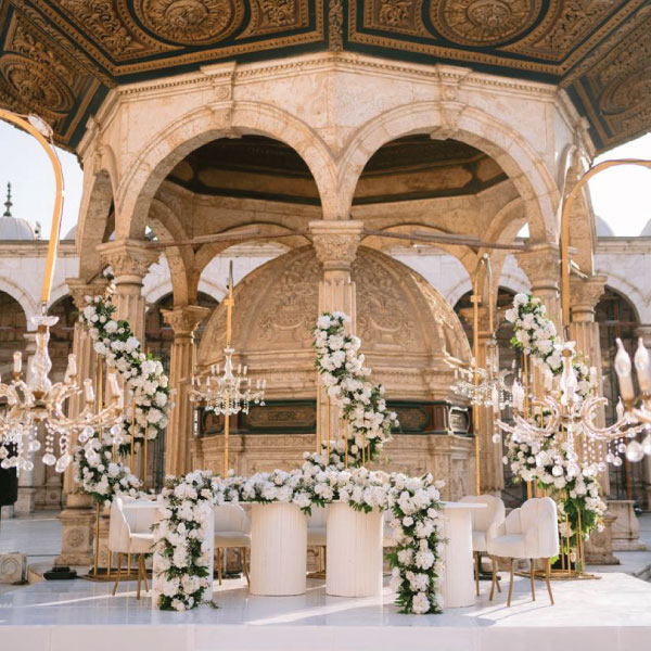 Ceremony table decoration at Mohamed Ali Mosque Court taken October 2024