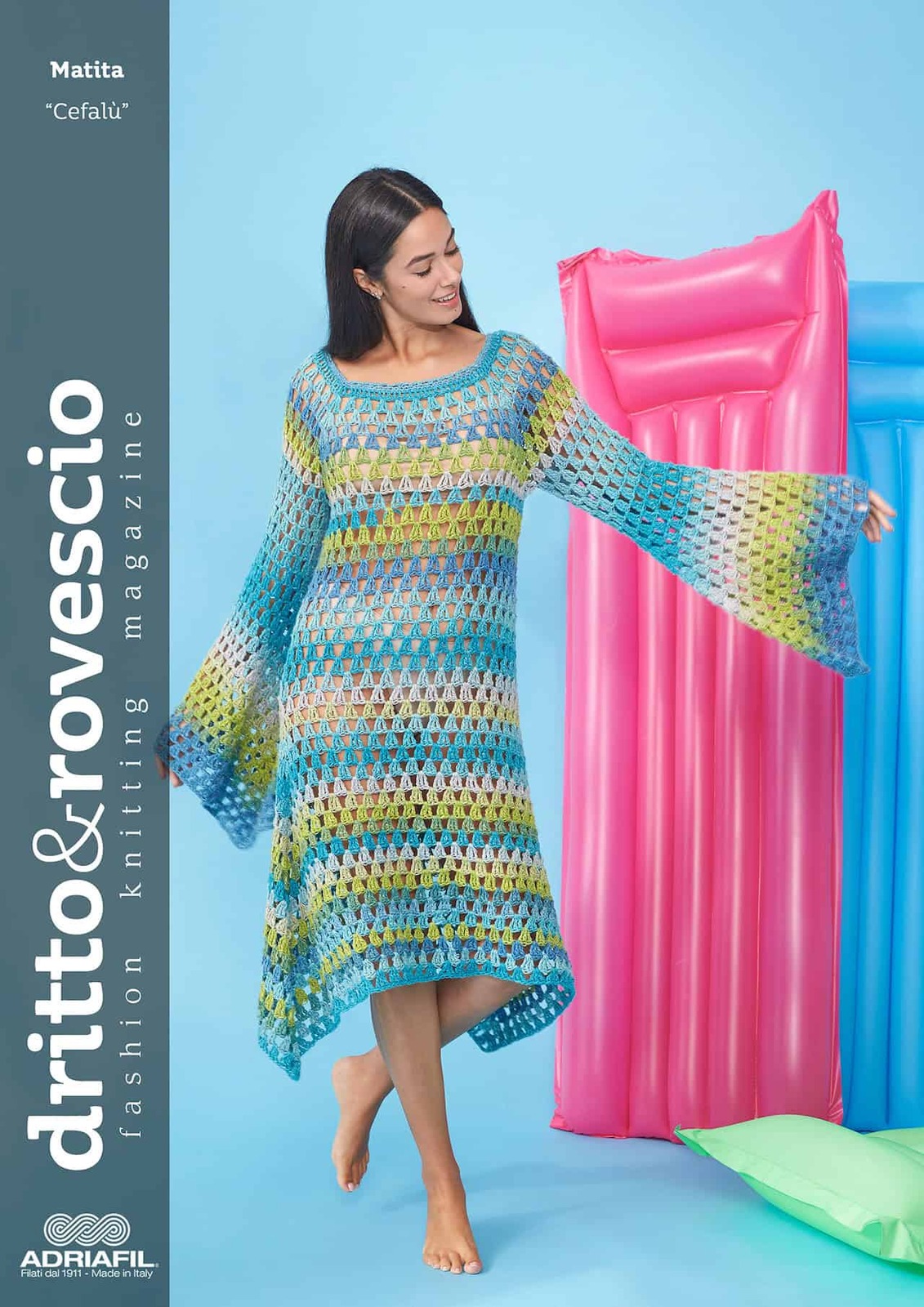 Abito donna lungo fatto a mano con ferri e filato Matita Abito donna lungo fatto a mano con ferri e filato Matita