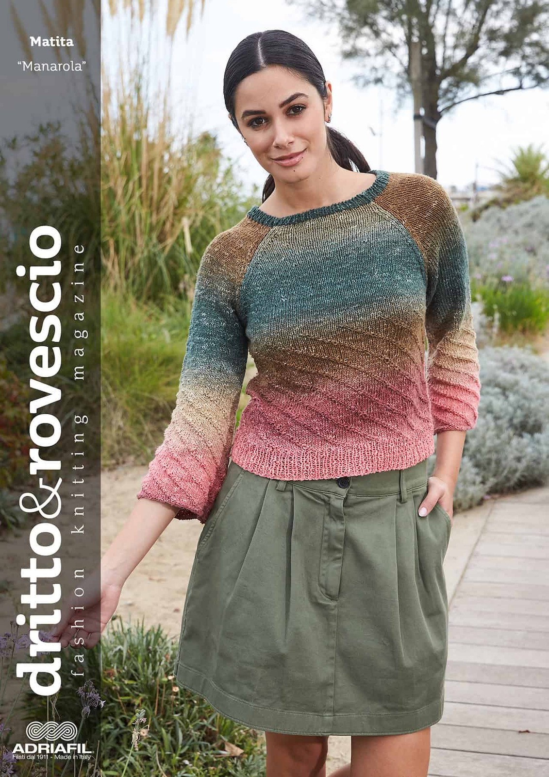 Maglia donna manica lunga fatto a mano con filato Adriafil Matita