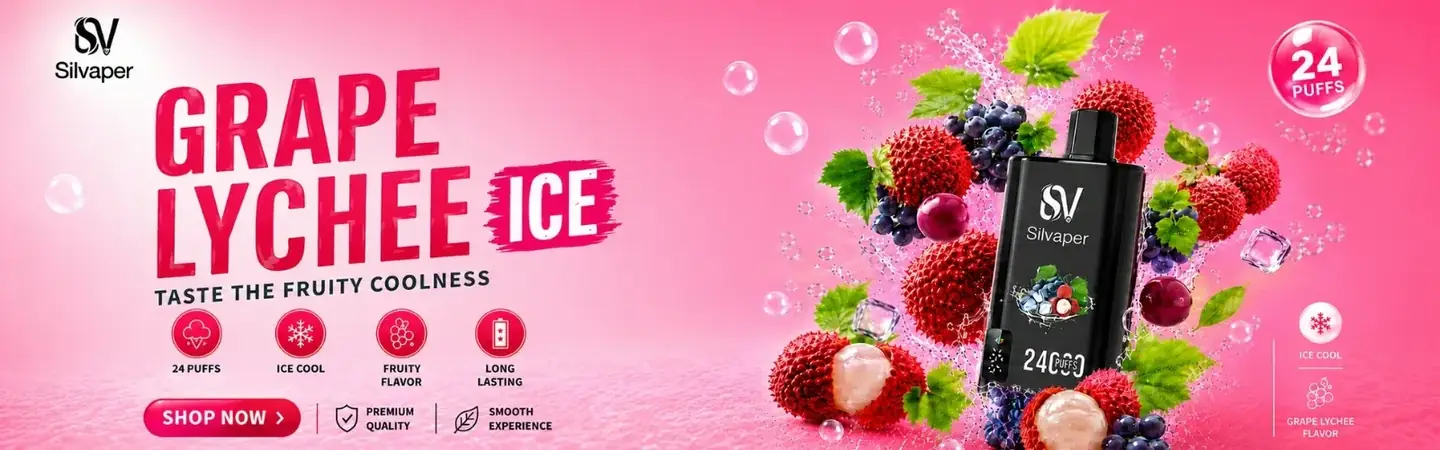Silvaper Grape Lychee Ice disposable vape - Hachi Tobacco Dubai Silvaper Grape Lychee Ice disposable vape - Hachi Tobacco Dubai