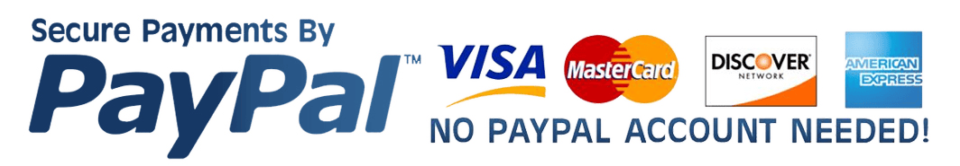 Secure Payment by PayPal. No PayPal account needed! Secure Payment by PayPal. No PayPal account needed!