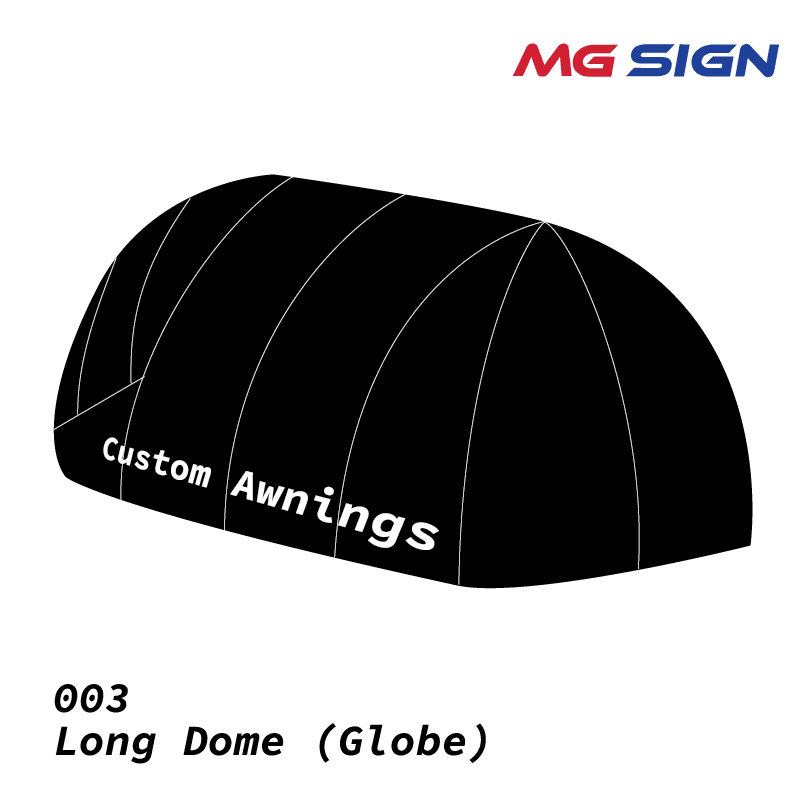 003-The Long Dome (Globe) awning canopy — crafted in durable fabric by MG Sign, a leading signage company in New York and New Jersey