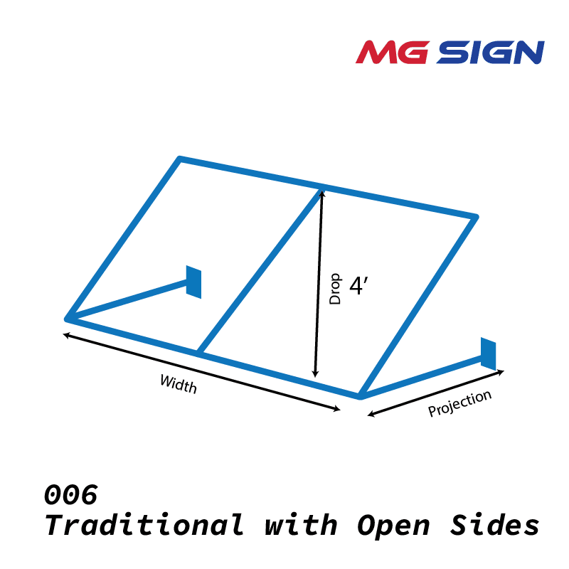 006 Traditional with Open Sides awning canopy fabric — crafted by MG Sign, the leading signage company in New York and New Jersey.