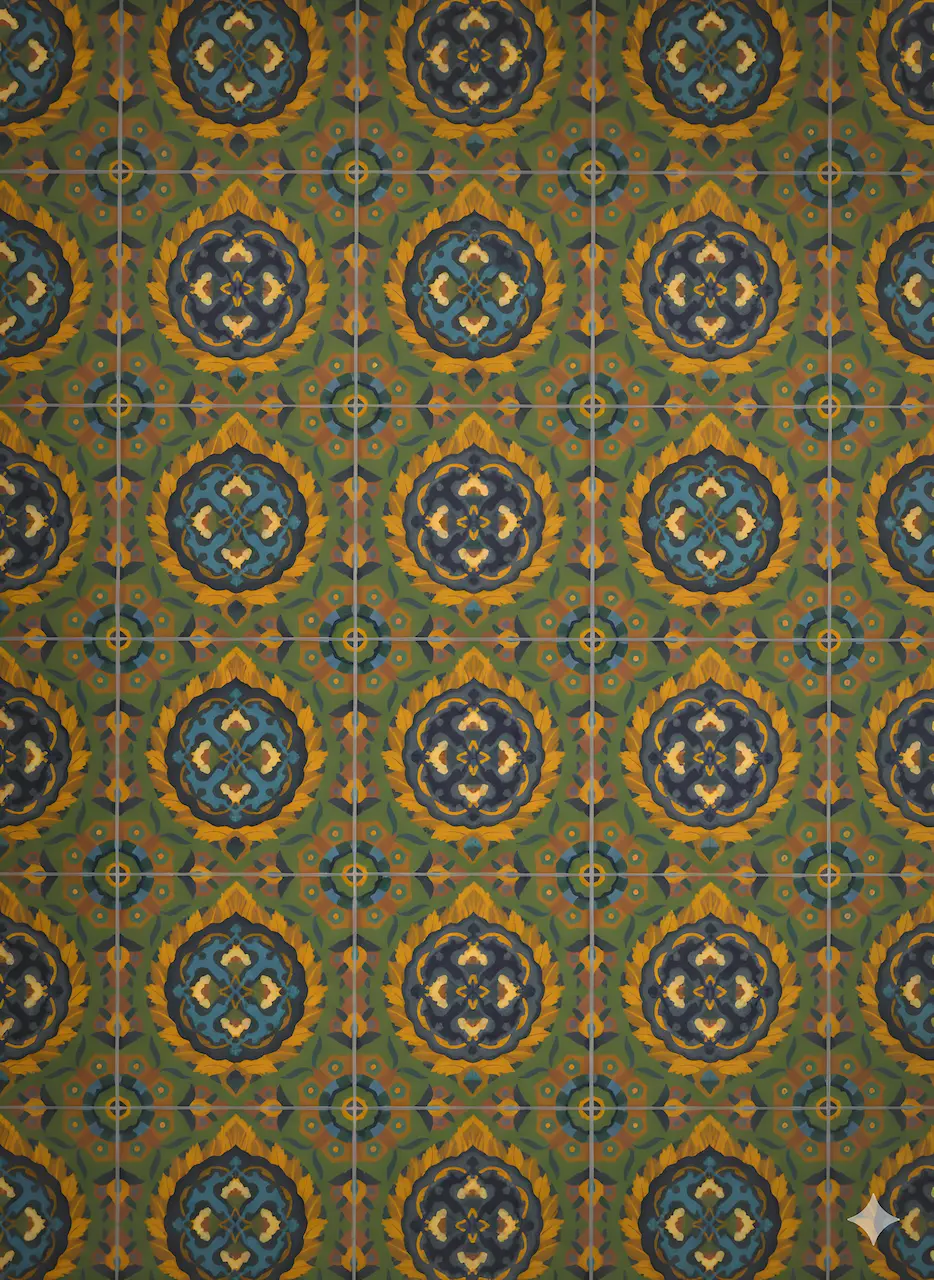 EH-FLO-0052-Brown & Olive & Ochre