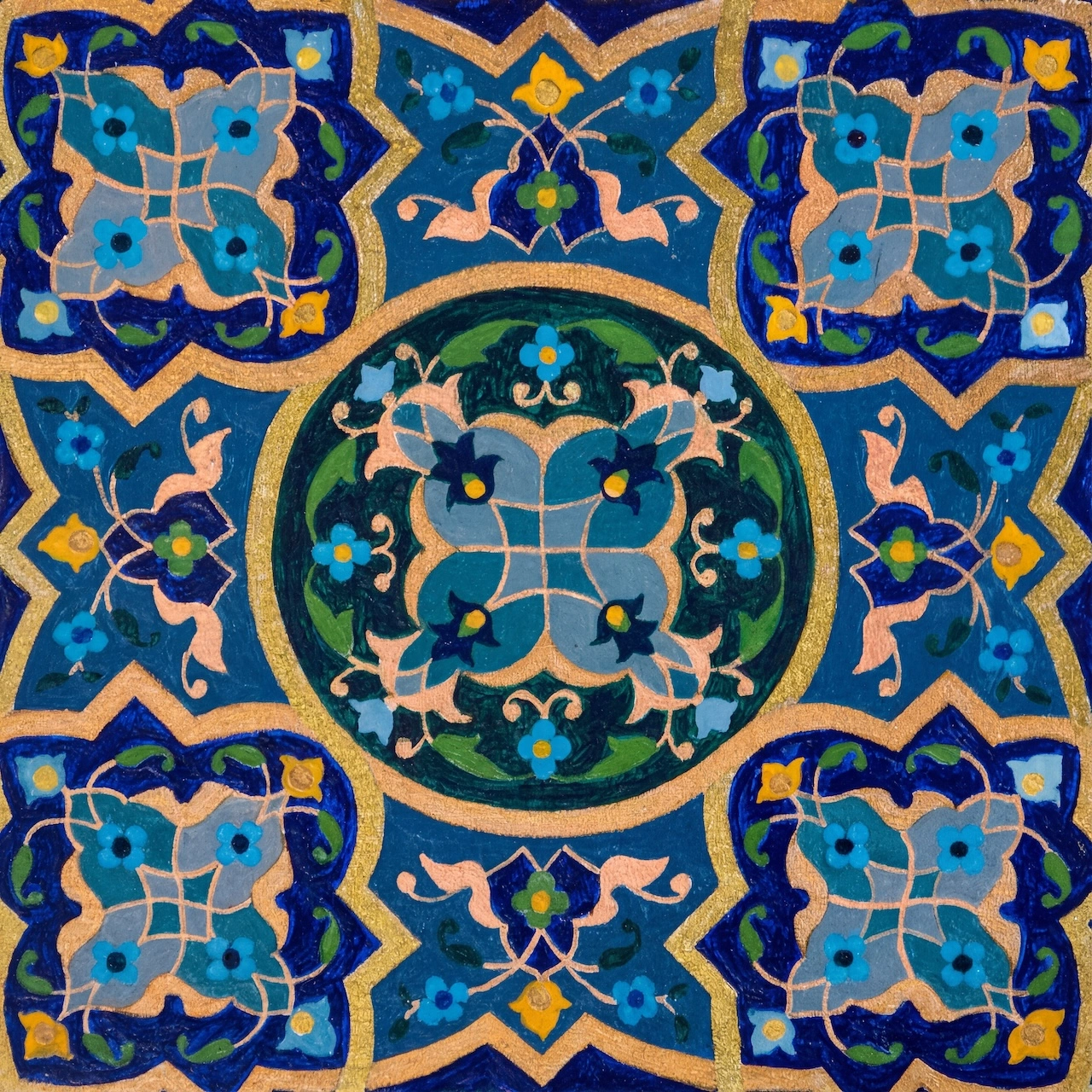 EH-FLO-0058-Teal & Navy & Tan
