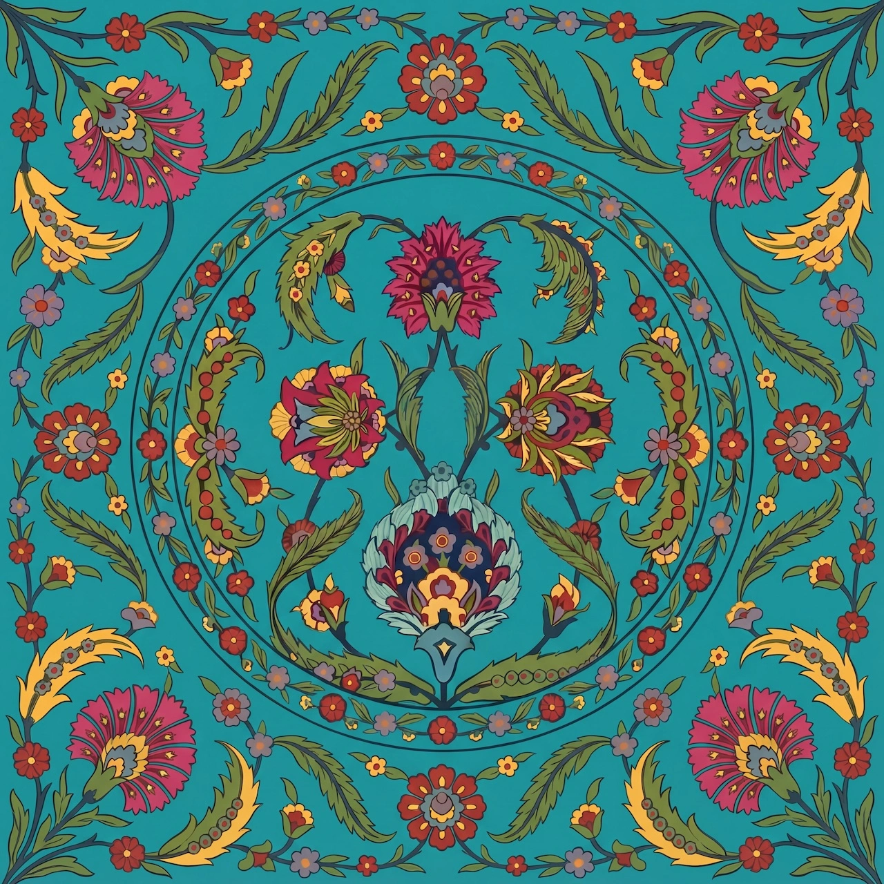 EH-FLO-0073-Turquoise & Olive & Teal