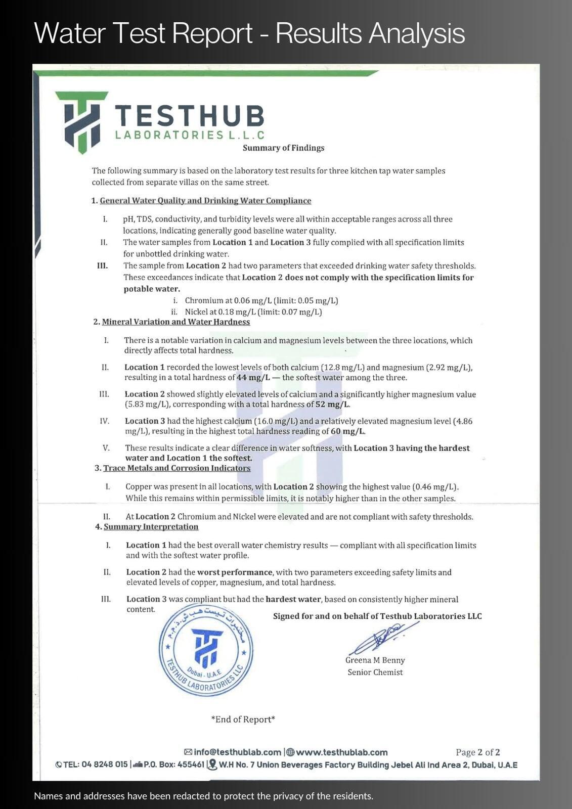 Water Report Analysis