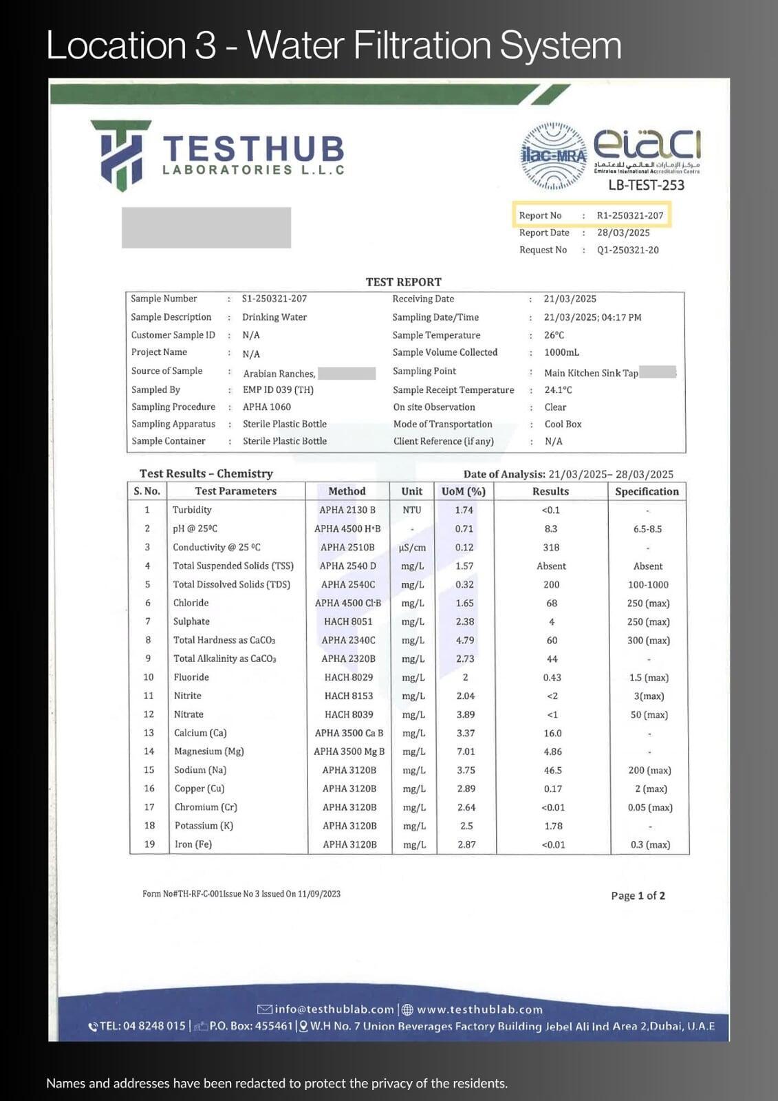 Water Report - Location 3