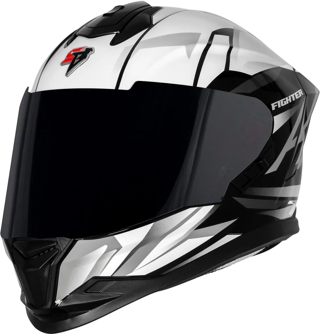STEELBIRD SBH-57 ISS FIGHTER F4 MATT BLACK/WHITE C/V 600MM WITH EXTRA SMOKE VISOR