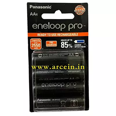 Panasonic eneloop pro AA 2550mAh Rechargeable Ni-MH Batteries | High Capacity | Low Self Discharge | Ideal for Cameras & Gaming Controllers | Pack of 4