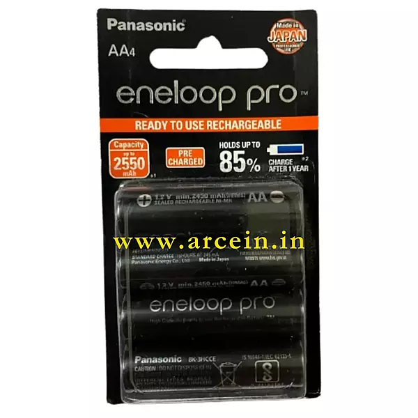 Panasonic eneloop pro AA 2550mAh Rechargeable Ni-MH Batteries | High Capacity | Low Self Discharge | Ideal for Cameras & Gaming Controllers | Pack of 4