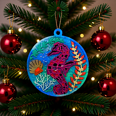 Ocean Series Resin Tree Ornament - Seahorse