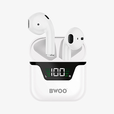 Écouteurs Sans Fils Avec Etuit De Chargement Bwoo BW50 Blancs