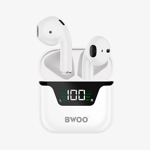 Écouteurs Sans Fils Avec Etuit De Chargement Bwoo BW50 Blancs