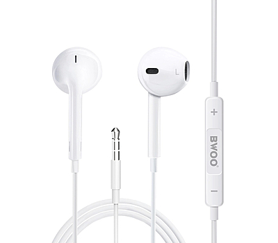 Écouteurs Stéréo Avec Fils Et Microphone Bwoo BO-HF05 Blancs
