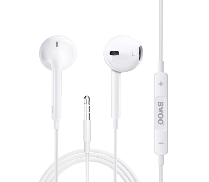 Écouteurs Stéréo Avec Fils Et Microphone Bwoo BO-HF05 Blancs