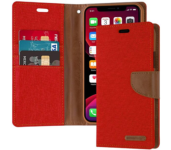 Étui Apple iPhone 11 Pro Max Portefeuille Rouge - Goospery Canvas Diary