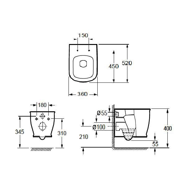 Vas WC SUSPENDAT KARAG, GENESIS CH10150R, CU CAPAC SOFT CLOSE INCLUS