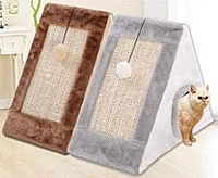 Triangle Cat Scratching Post Cat Cave Foldable with Scratching Board