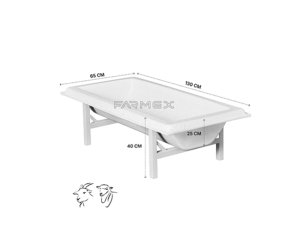 Farmex Feeder Trough 110L 40cm Linear made from food-grade HDPE for sheep and goats