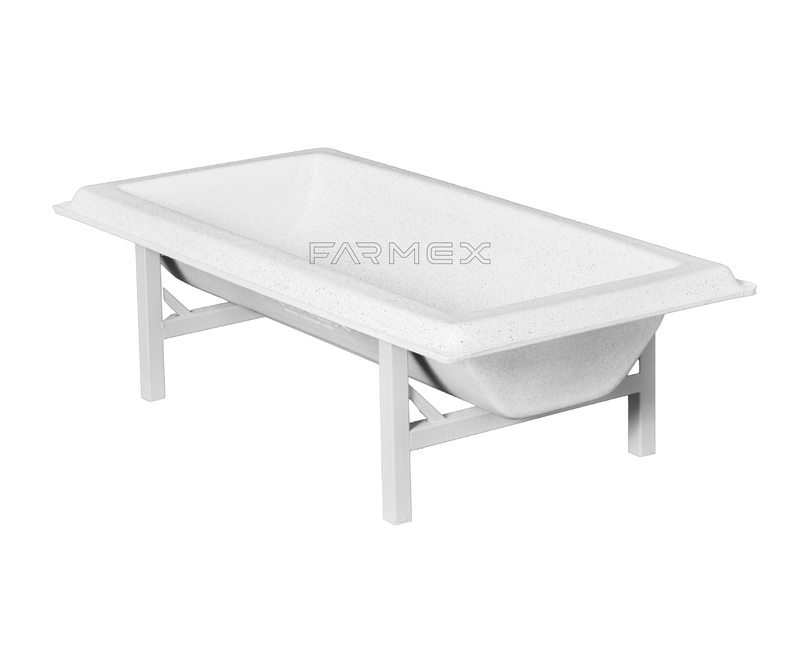 Farmex Feeder Trough 110L 40cm Linear made from food-grade HDPE for sheep and goats left