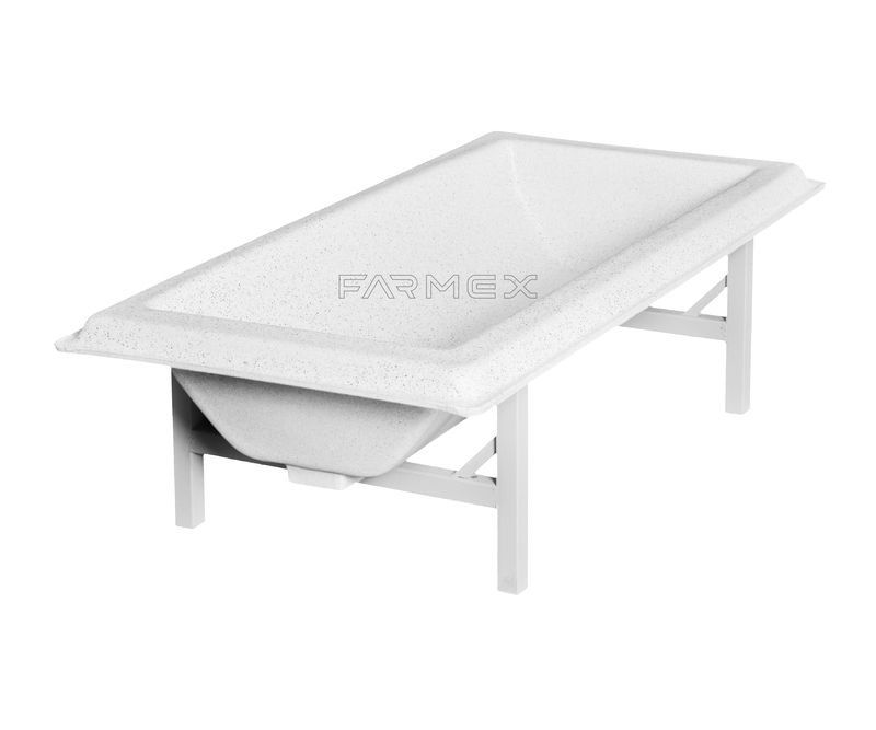 Farmex Feeder Trough 110L 40cm Linear made from food-grade HDPE for sheep and goats left