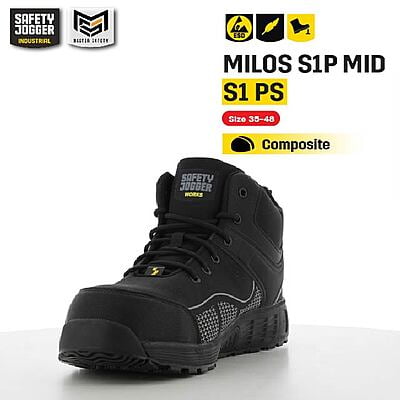 รองเท้าเซฟตี้ Safety Jogger  รุ่น MILOS รองเท้านิรภัย รองเท้าหัวเหล็ก รองเท้าหุ้มส้น รองเท้ากันลื่น