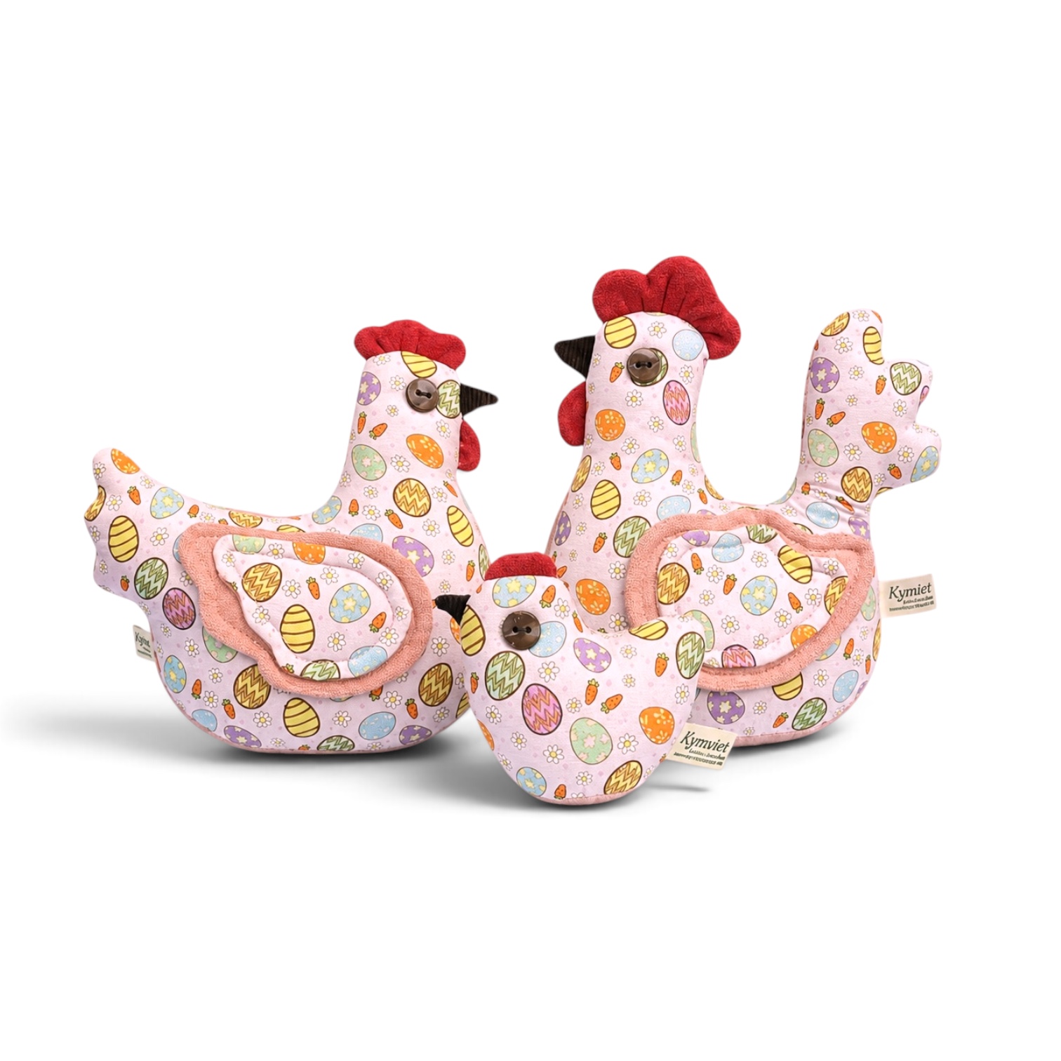 Gia Đình Gà Sung Túc - Thủ Công Nhồi Bông, Vải Cotton Gia Đình Gà Sung Túc - Thủ Công Nhồi Bông, Vải Cotton