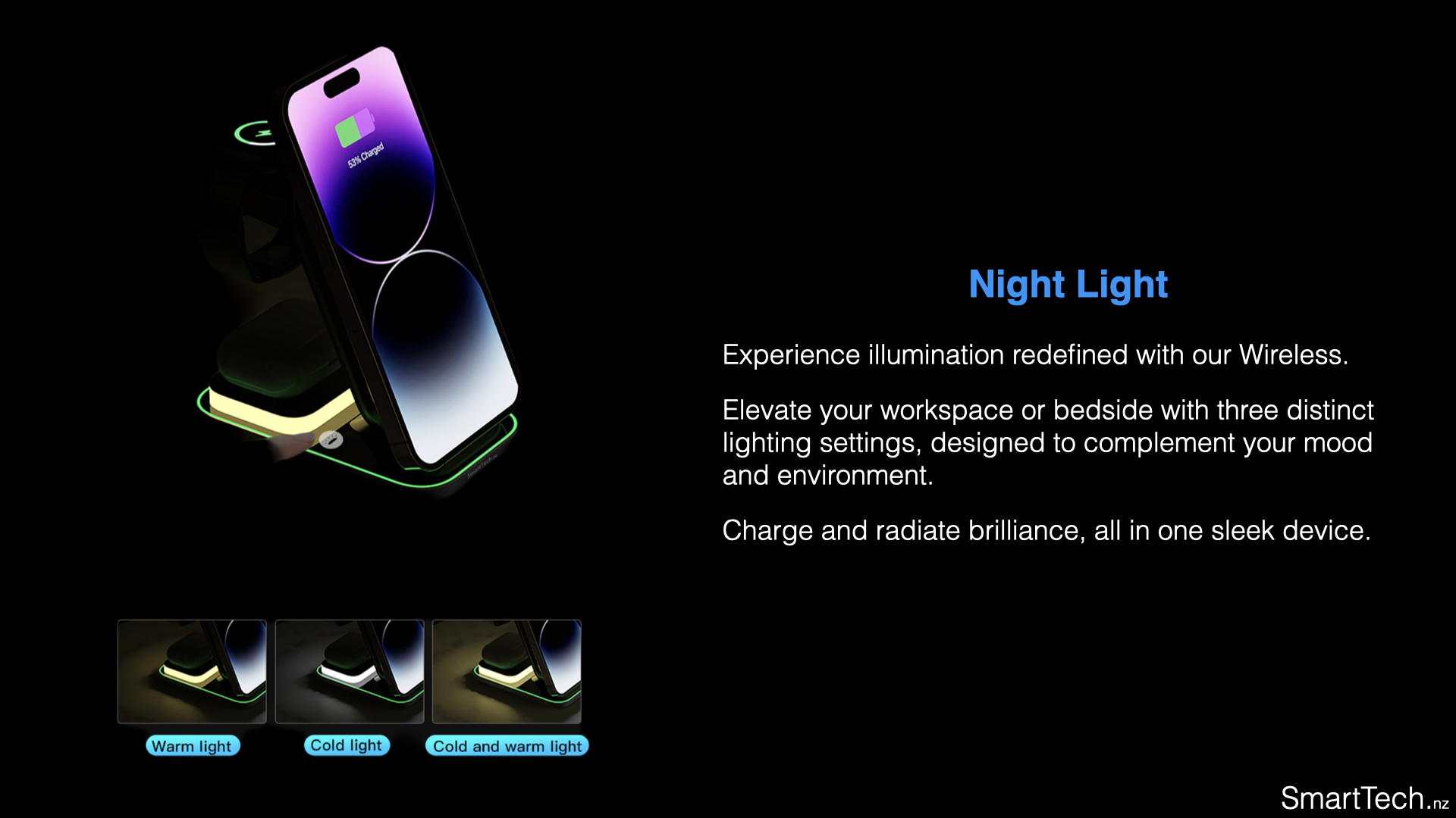 4in1 Adjustable wireless charger for iPhone 12,13,14/Pro/mini/Promax, AirPods Pro, Apple Watch with Light