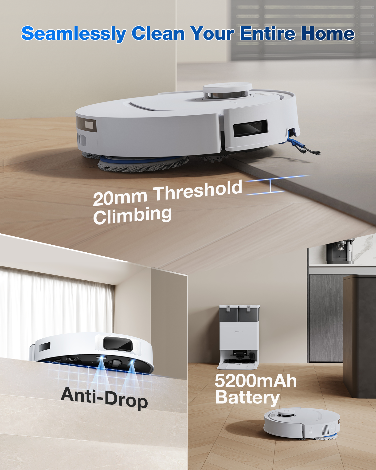 ECOVACS DEEBOT T30C Prime OMNI Smart Robot Vacuum 25,000Pa ZeroTangle OMNI White