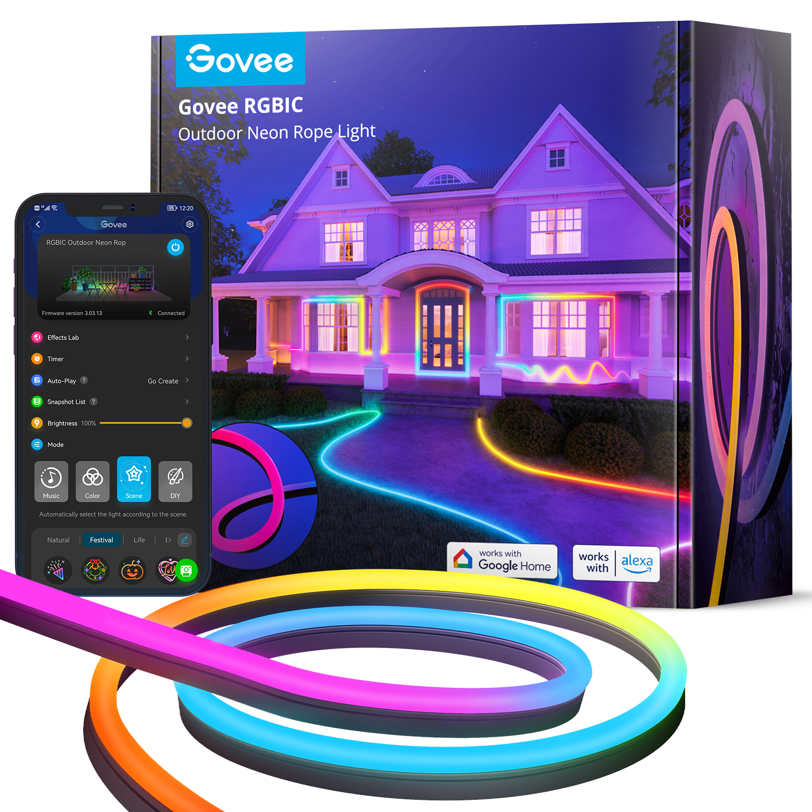 Govee RGBIC Outdoor Neon Strip Lights - 10M