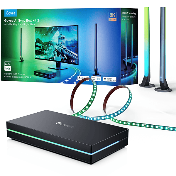 Govee AI Sync Box Kit 2 with strip light & Light Bar for 27-34 inch PCs