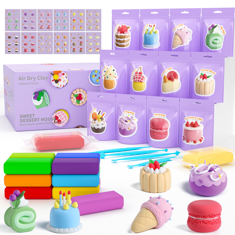 Air Dry Clay For Kids - Sweet Dessert House 12pcs Pack With Tool kit