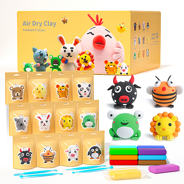 Air Dry Clay For Kids - Pets Group 12pcs Pack With Tool kit