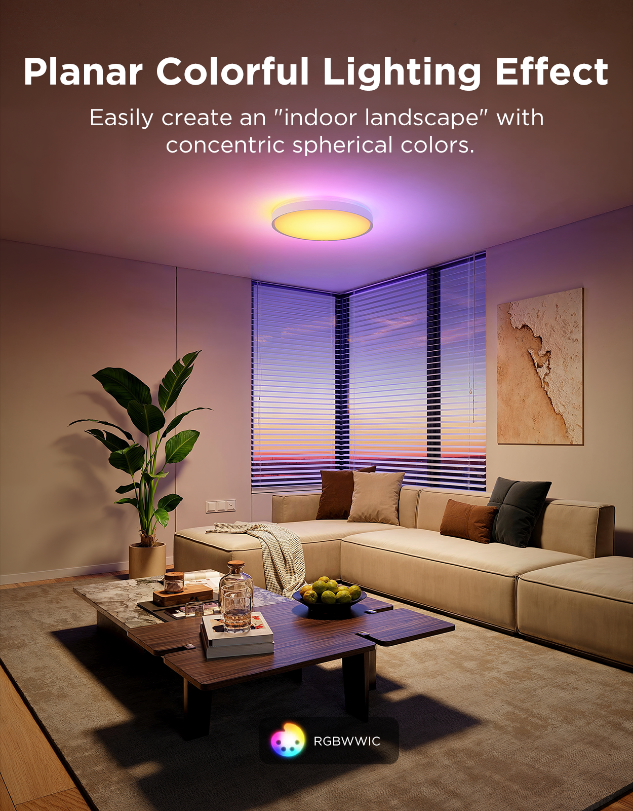 Govee 15inch RGBICWW + RGBICWW Round Smart Ceiling Light