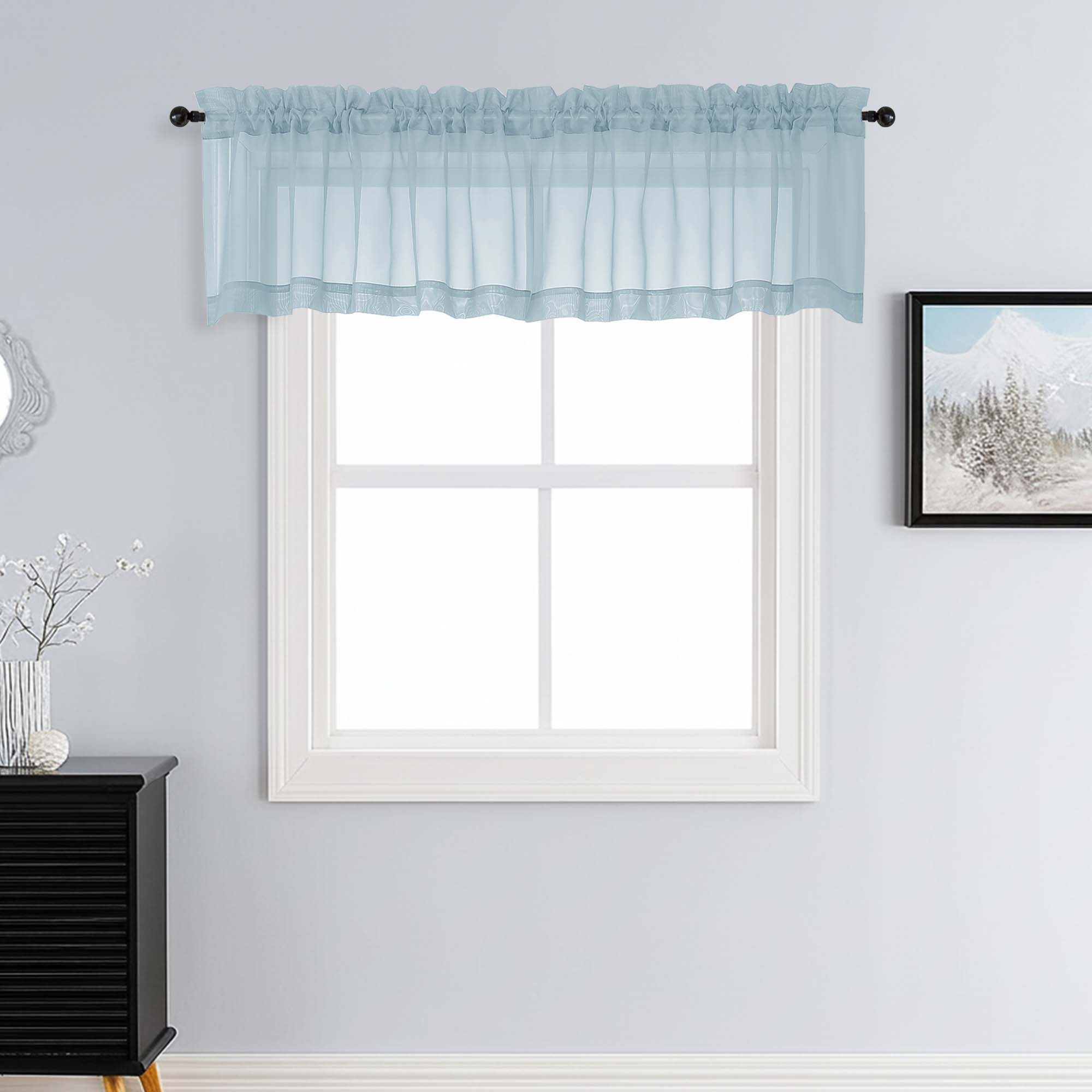 Patin Sky Blue Sheer Curtains Valances