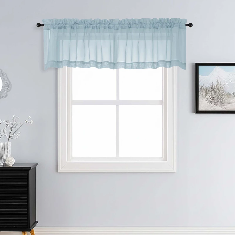Patin Sky Blue Sheer Curtains Valances