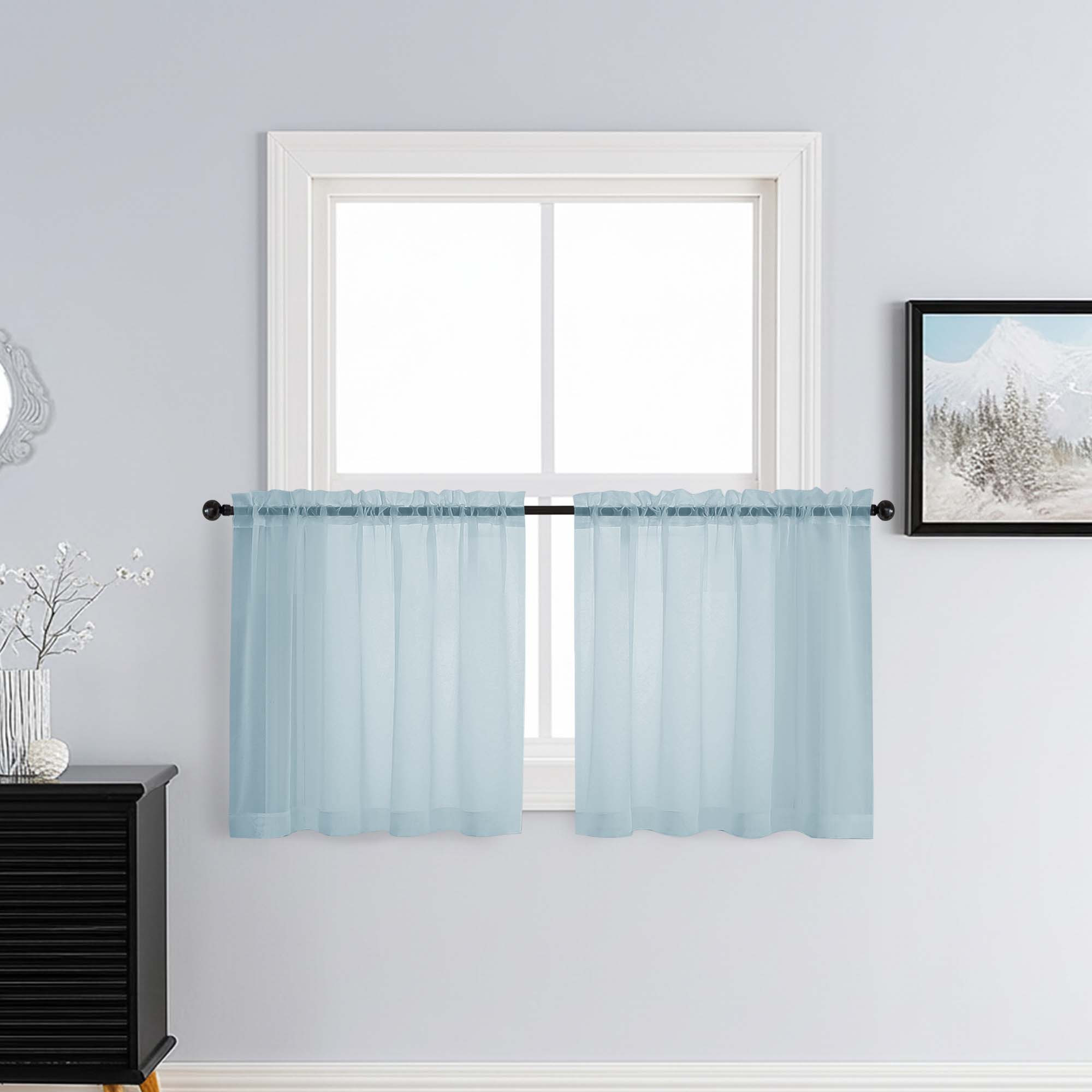 Patin Sky Blue Sheer Curtains Valances