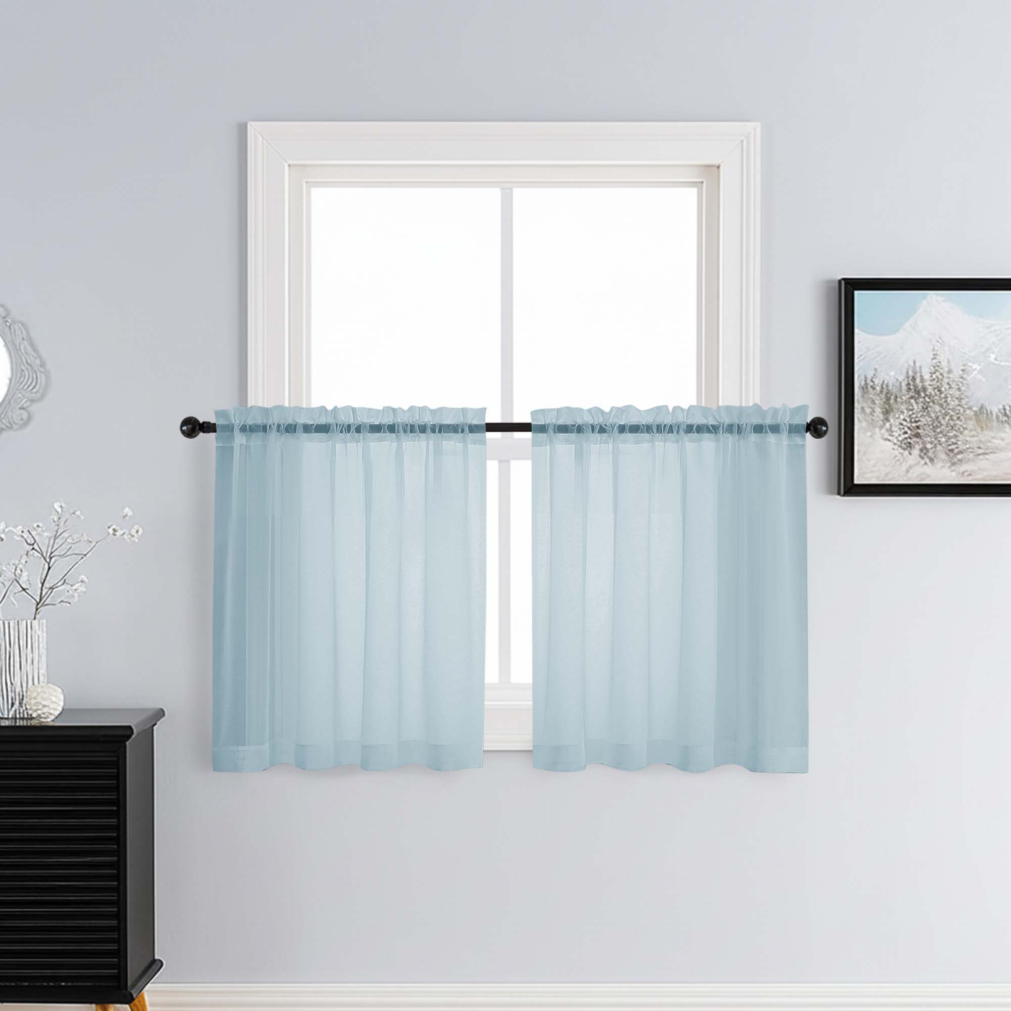 Patin Sky Blue Sheer Curtains Valances