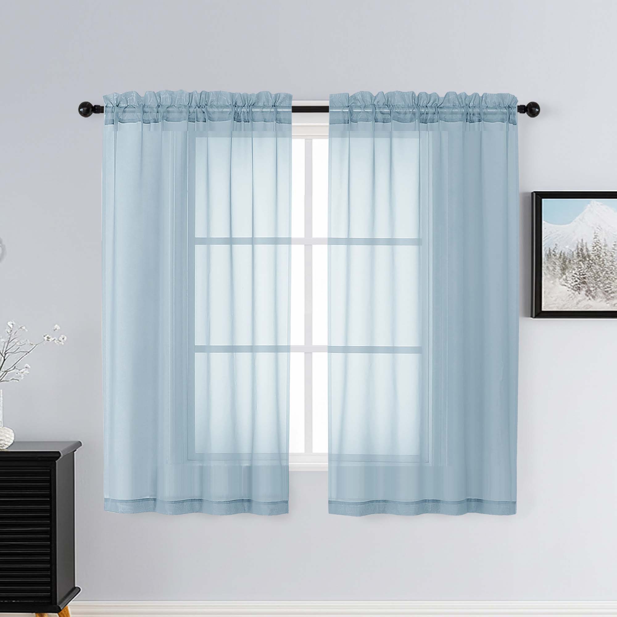 Patin Sky Blue Sheer Curtains Valances