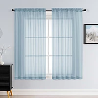 Patin Sky Blue Sheer Curtains Valances