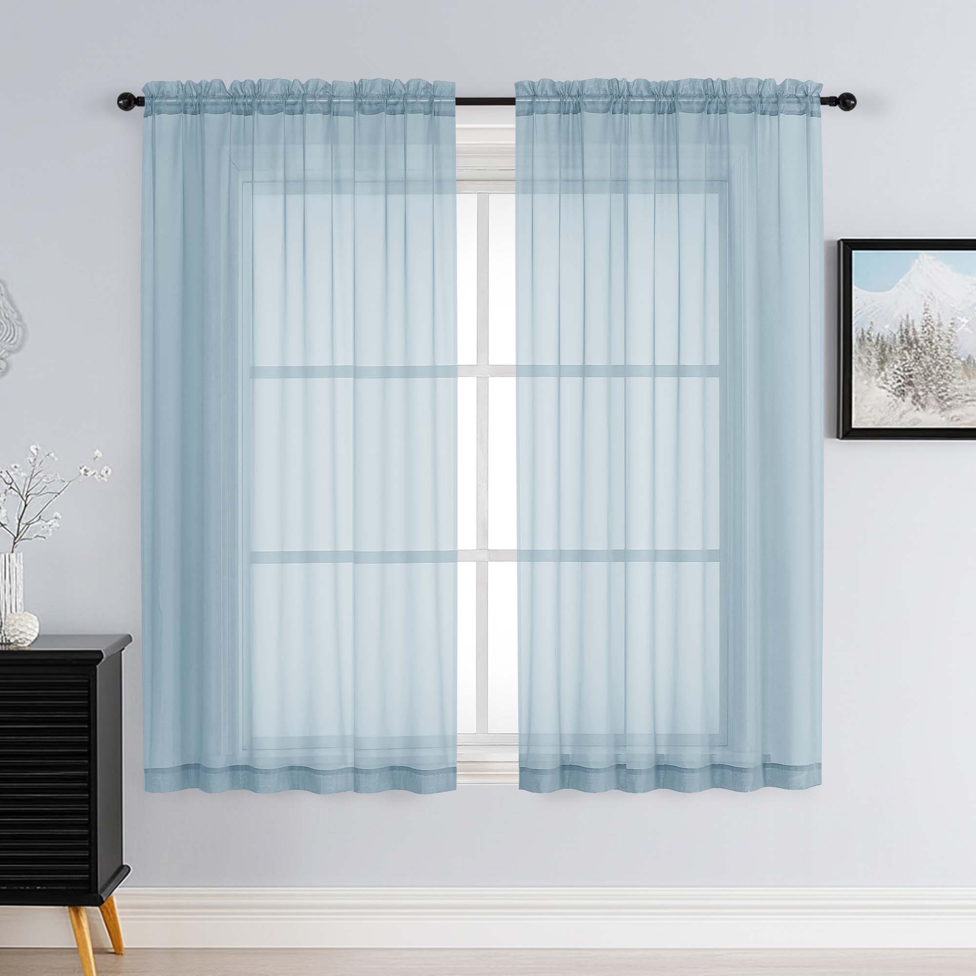 Patin Sky Blue Sheer Curtains Valances