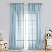 Patin Sky Blue Sheer Curtains Valances