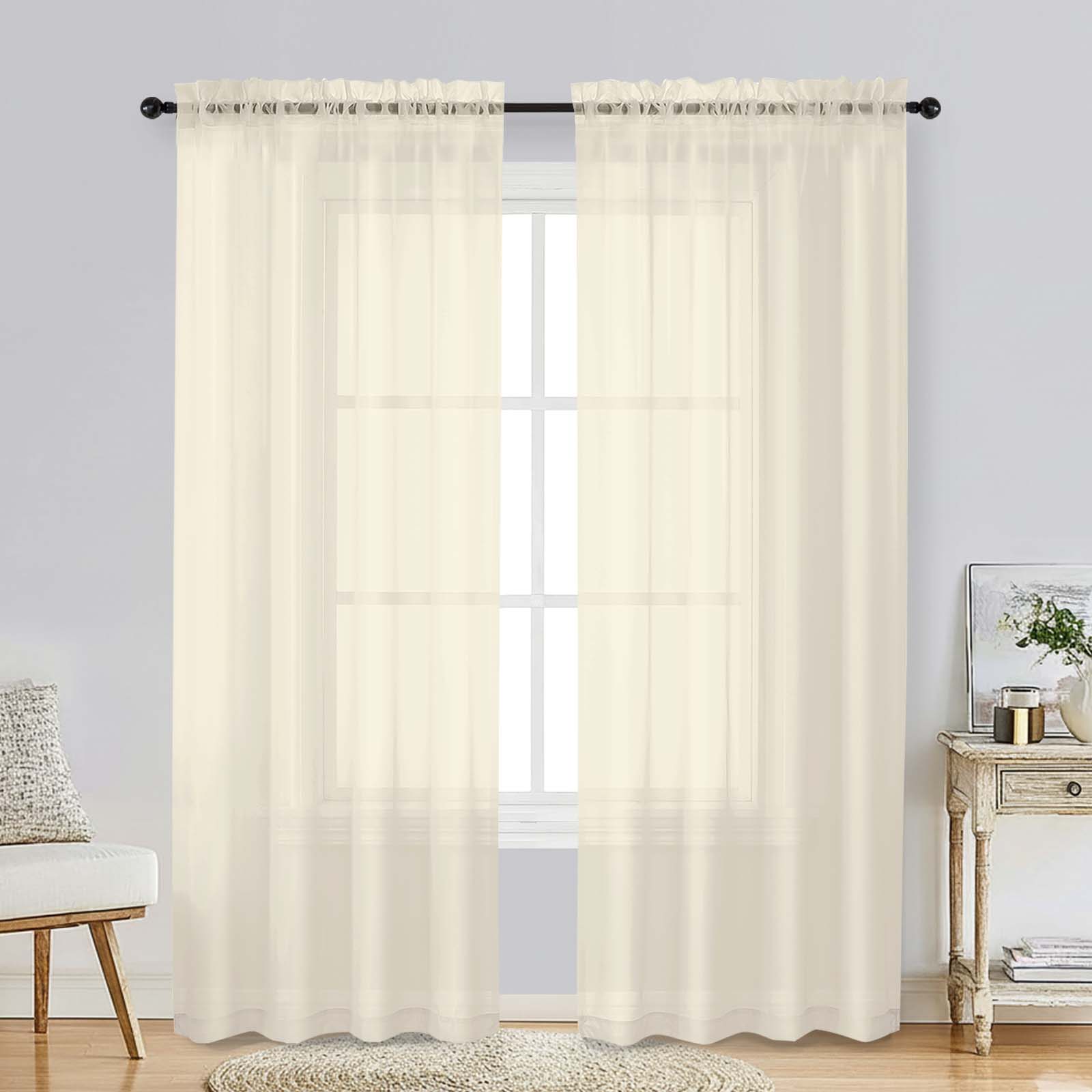 Patin Cream Sheer Curtains Valances