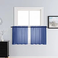 Patin Royal Blue Sheer Curtains Valances